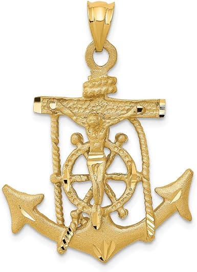 Men's Satin 14k Yellow Gold Mariners 