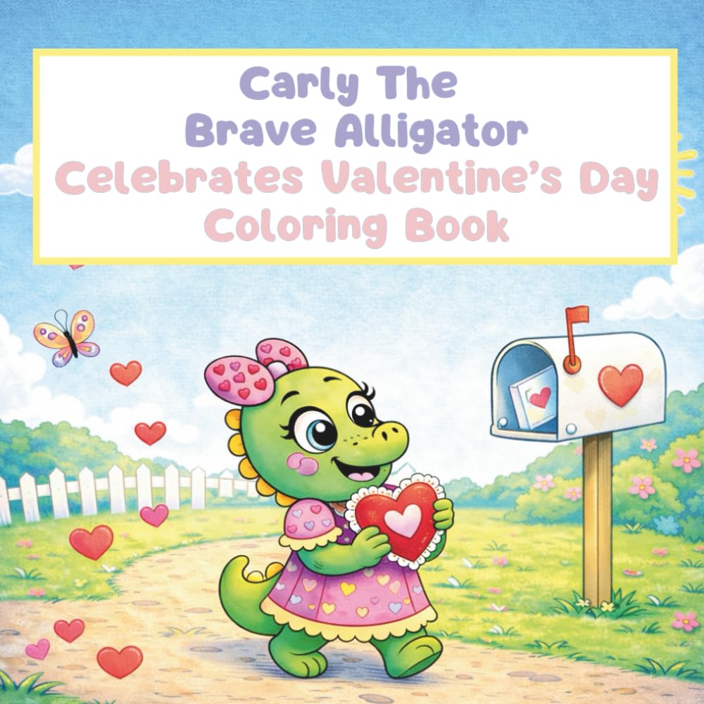 Carly the Brave Alligator Celebrates Valentine’s Day: Coloring Book