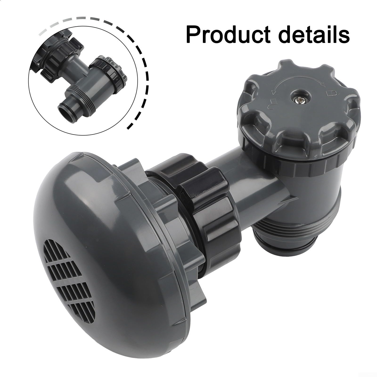 P6H1317 Pool-Filterventil für Pools, 38 mm, ABS-Ein-Aus-Schalter für oberirdische Pools, Ersatzventil verbindet Pumpe, grau, 2 Stück