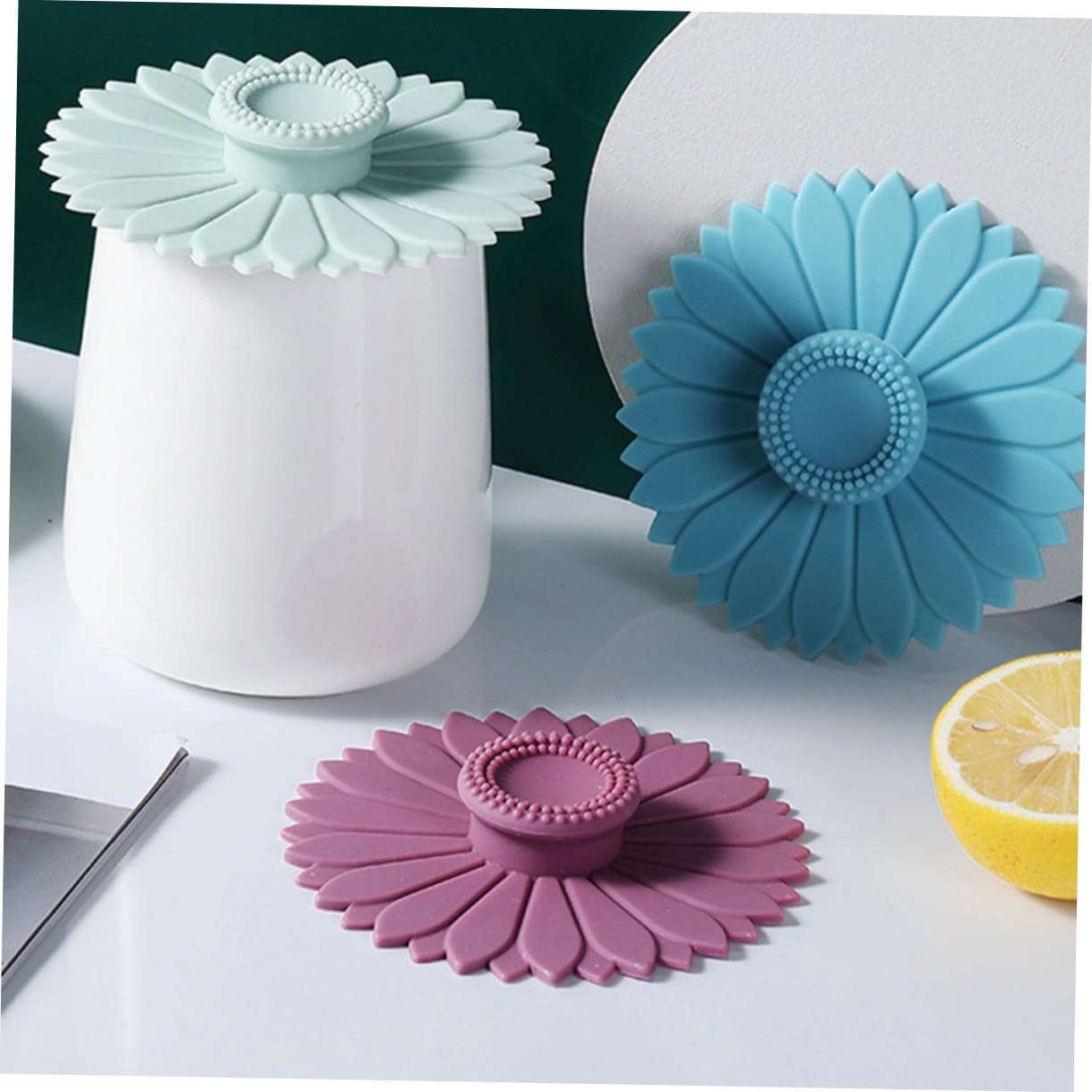 Set 12 Coperchi per Tazza in Silicone a Forma di Petalo di Girasole, Resistenti al Calore, Antiscivolo, per Bicchieri e Tazze da Caffè per Uso Quotidiano