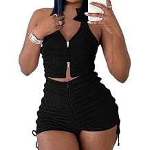PYAEAS Women Summer Two Piece Outfits Shorts Set Stretchy Workout Tracksuit