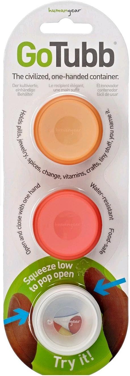 GenericJINCHENG 3 Pack Go Tubb One-Handed Container - Small - Red/Orange/Clear