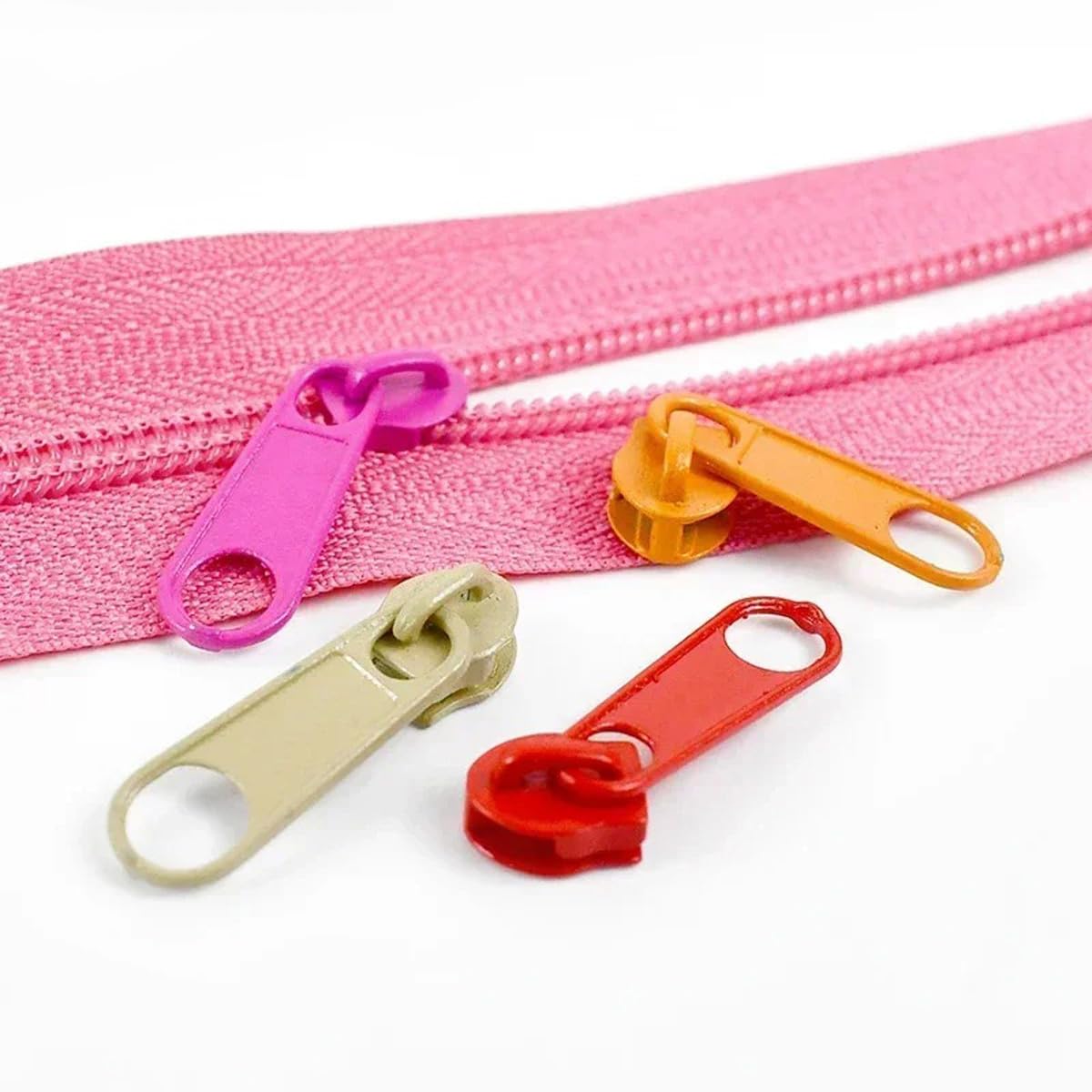 50 Tiradores de Cremallera de Repuesto, Deslizador de Cremallera de Nailon para Bolsos, Chaquetas, Abrigos, Vaqueros, Costura, Ropa, Color Naranja, n.° 5