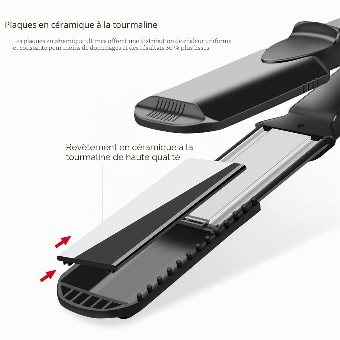 Lisseur Cheveux 4 en 1, avec 4 plaques interchangeables de fer à friser plat en céramique, lisseur cheveux avec Gant Anti-brûlure, Fers à friser pour la texture en Ondulations zigzag & volume