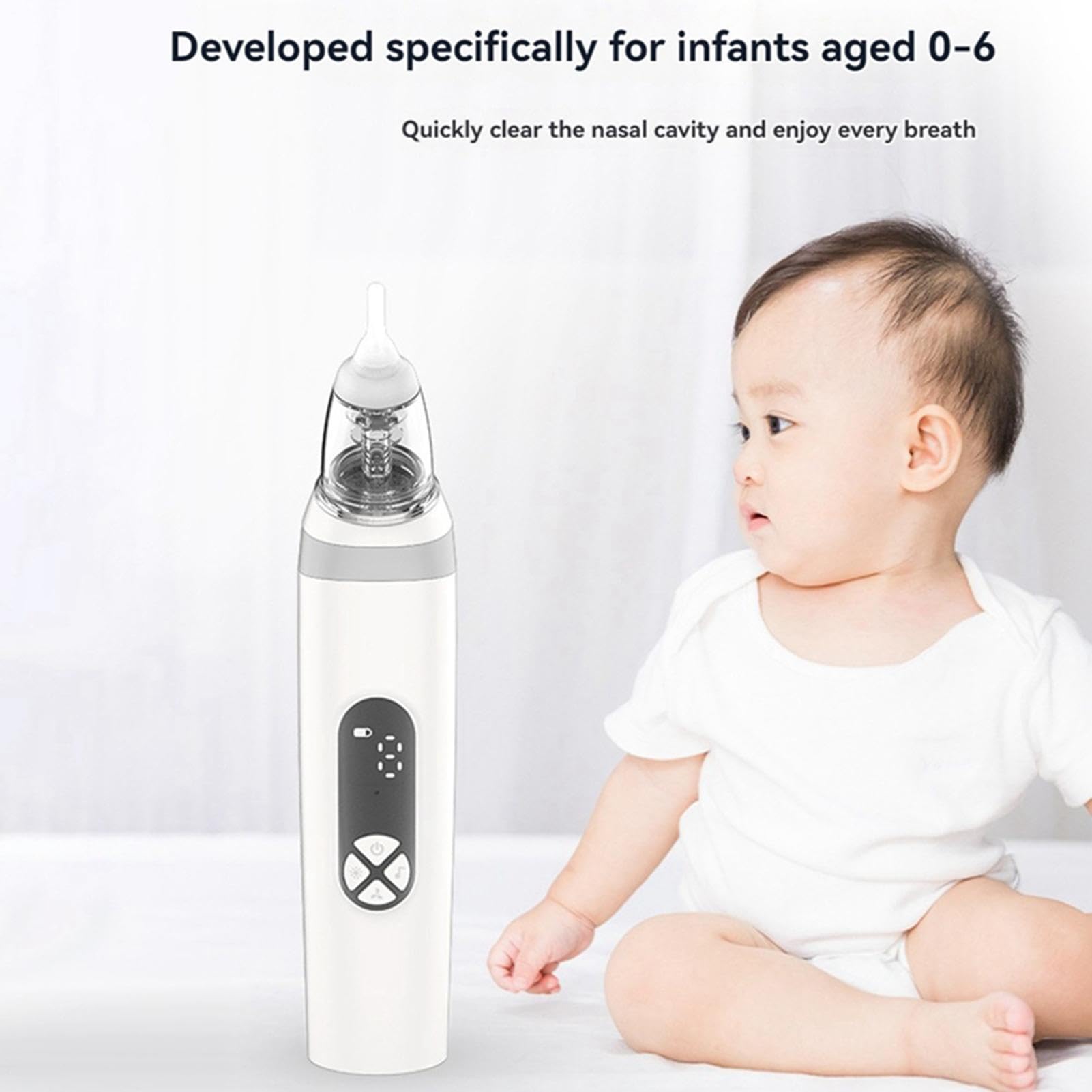 Mouche Bébé Électrique Aspirateur Nasal Rechargeable 3 Niveaux Silicone Buses Silencieux Ergonomique