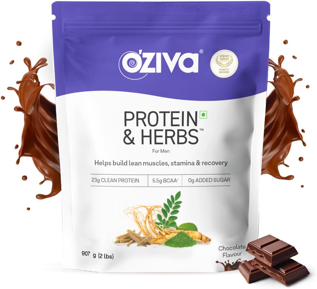 Protein & Herbs for Men (Chocolate) I Muscle Building, Stamina & Recovery | Clean Protein, Shatavari, Green Tea I No Added Sugar, 2lbs