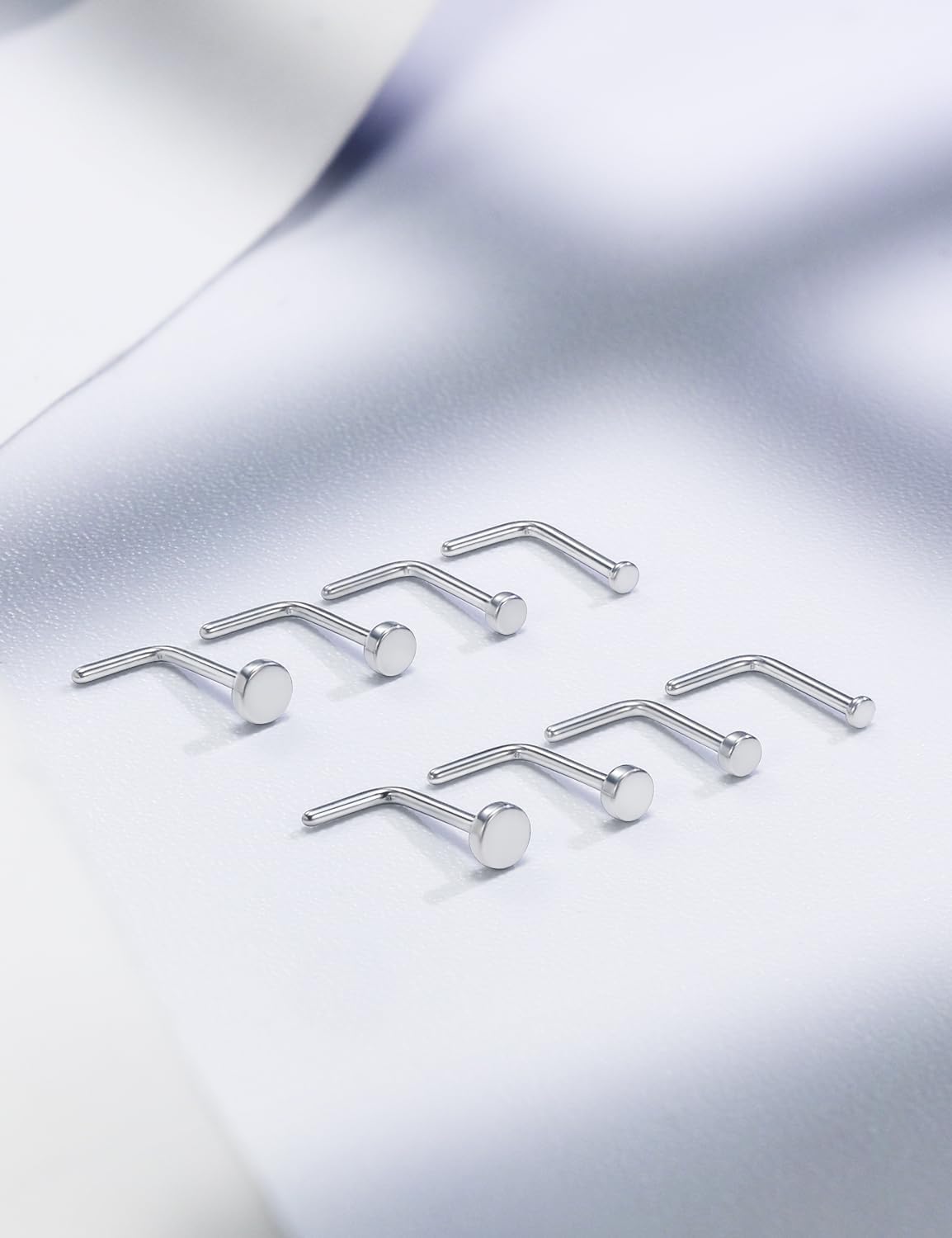 18G 20G 22G Astm F136 Titanium Nose Rings Studs Piercing Jewelry for Women Men Nose Nostril Piercing Jewelry Top Flat 1.5mm 2mm 2.5mm 3mm 4 Pair