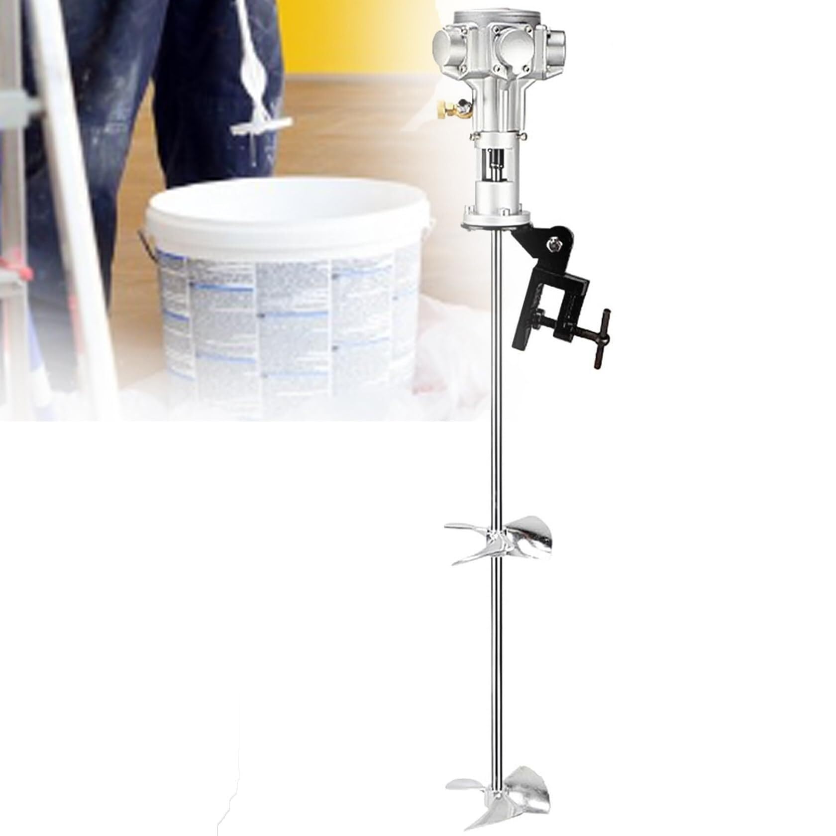 Mélangeur de Peinture pneumatique 1/2 CV 55 gallons avec Godet réglable | Mélangeur pneumatique à Support, agitateur à air pour Peinture, Outil de mélange de Peinture, mélan,