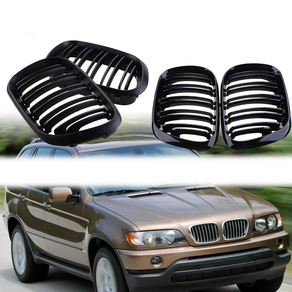 Auto Front Niere Kühlergrill Haube Grills Front Niere Diamant Kühlergrill Auto Styling passt für BMW E53 X5 2000-2003 [51138250052, 51138250051]