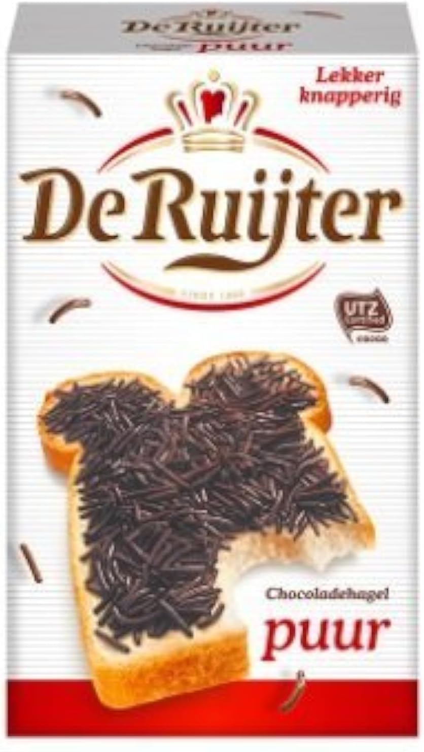 Hagelslag PUUR - Pure Dark Real Chocolate Sprinkles - jimmies - On Buttered bread, Cupcake sprinkles, Great Cake Topping & a Yummy addition to any Deseret(Packaging may vary)
