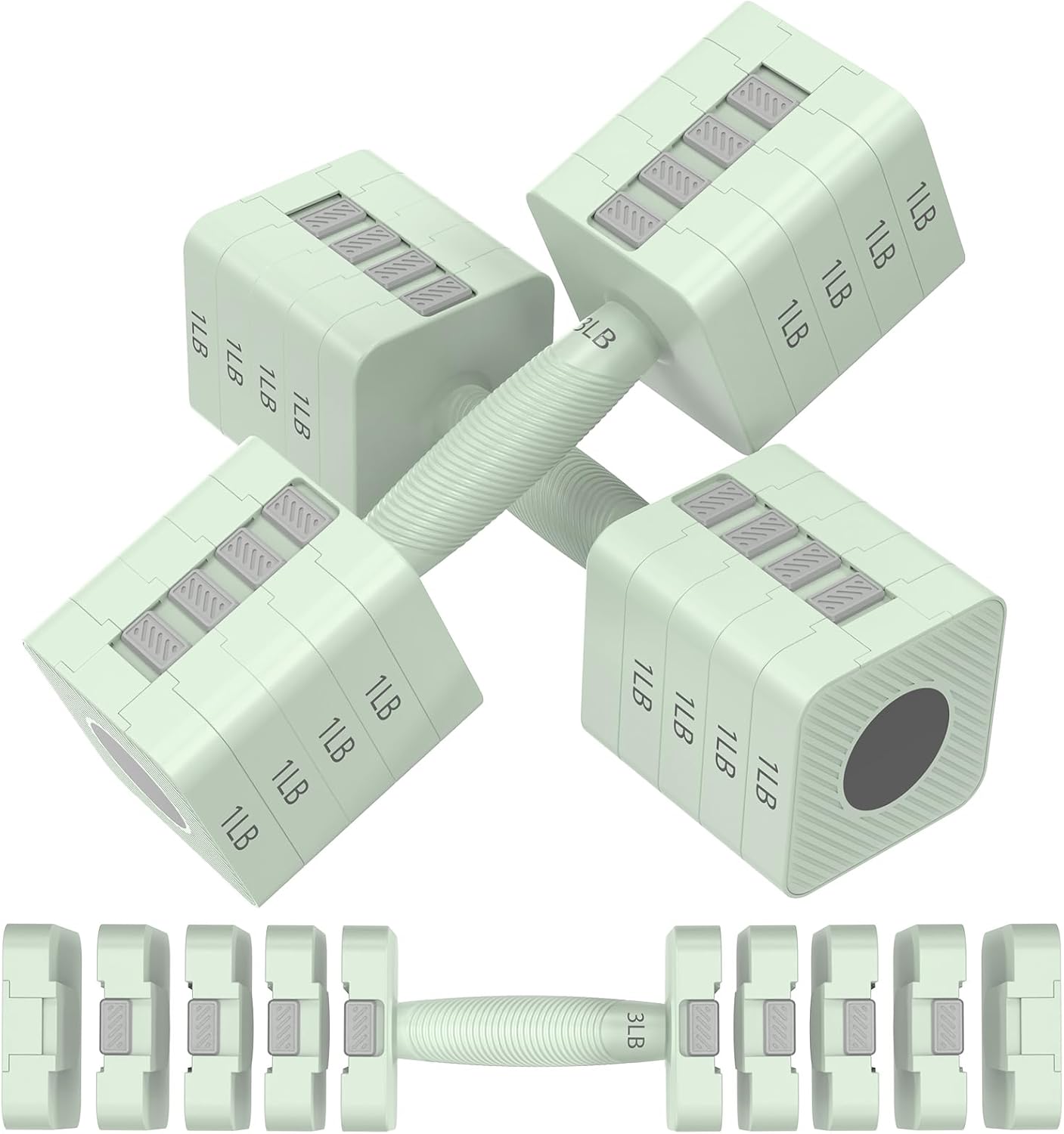 Adjustable Dumbbells Set of 2, 5-in-1 Adjustable Weight Dumbbells for Women/Men, 3lb/5lb/7lb/9lb/11lb Dumbbell Weights Set for Home Gym Workout