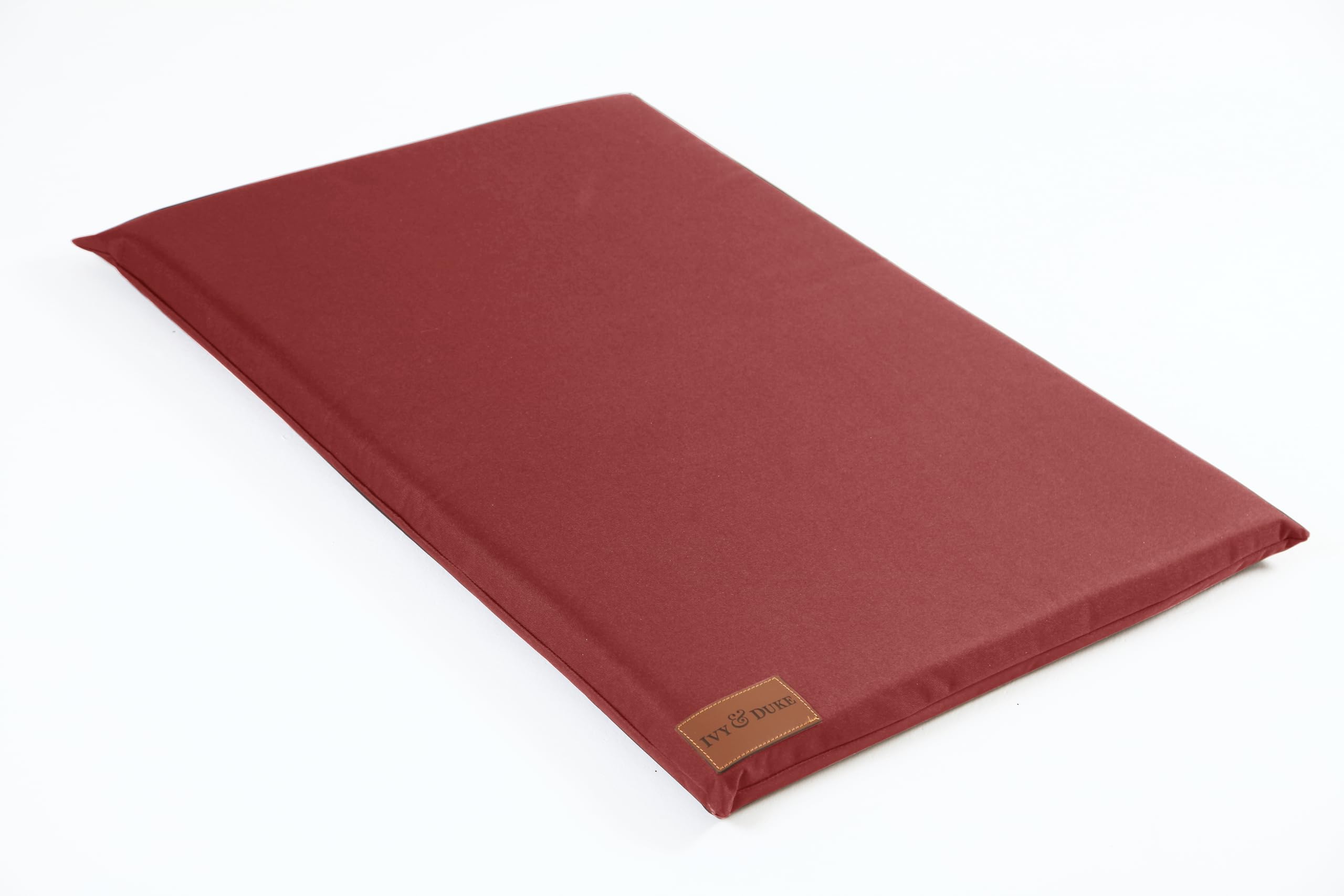 IVY & DUKE Waterproof Travel Dog Bed, Memory Foam Orthopedic Mat, Machine Washable, Handmade in England (Burgundy, XXS)
