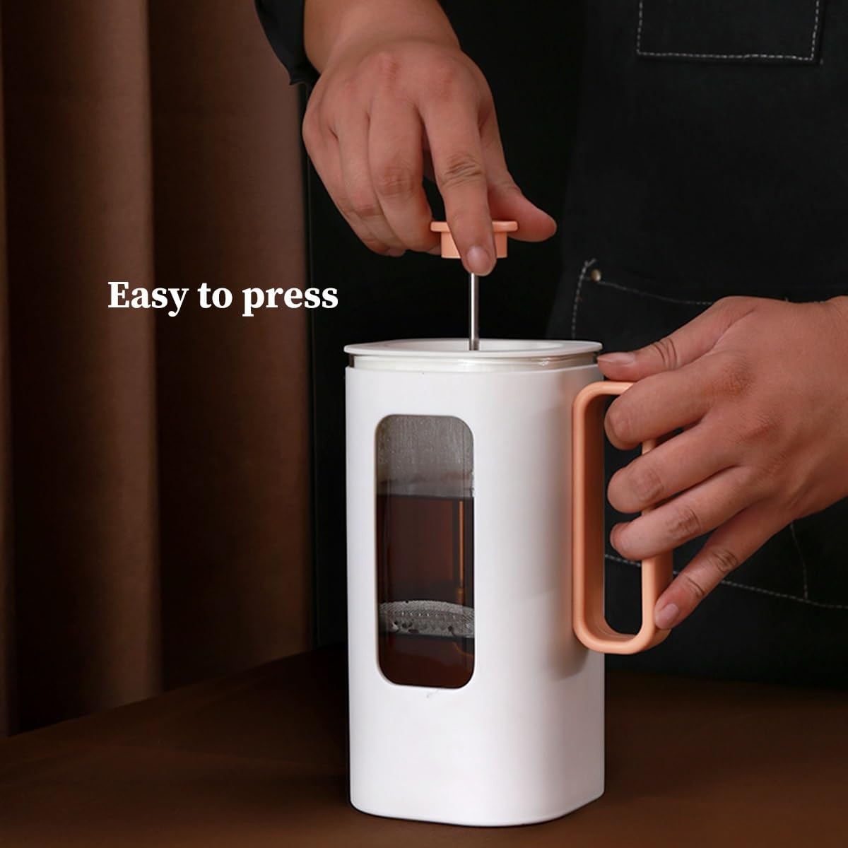 Zaparzacz Do Kawy French Press Z Plastikowym Uchwytem, Podwójną Ścianką Izolacyjną I Filtrem Ze Stali Nierdzewnej, Wkładka Z Wysokoborokrzemowego Szkła, Do Kawy I Herbaty(/Black,1.2L)