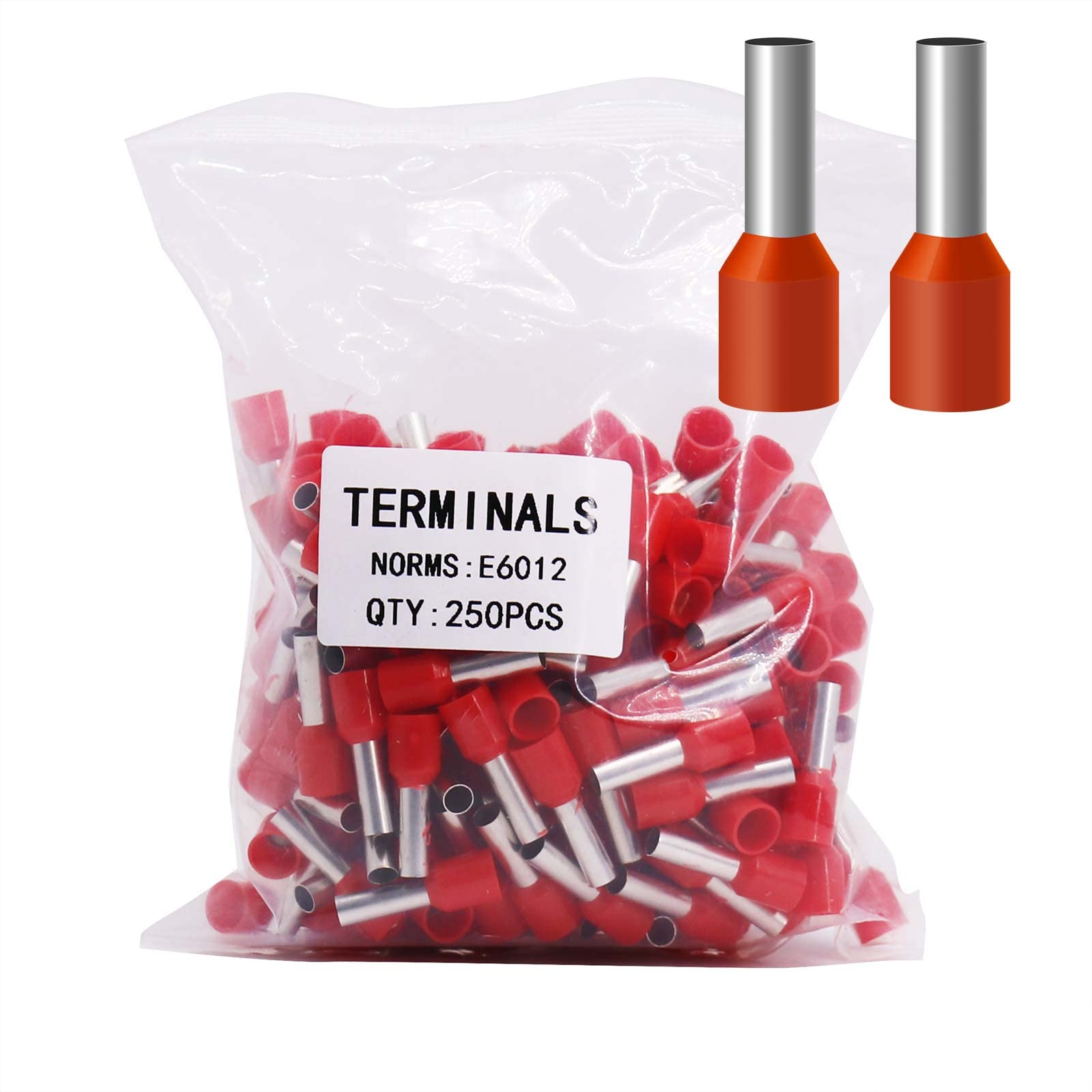 10AWG Wire Ferrules Terminals, 250pcs AWG10 Red Ferrule Connector kit Wire Insulated Cord Pin Ends Terminals for Electric, Industrial, Chemical Industry, Power Control System, etc.