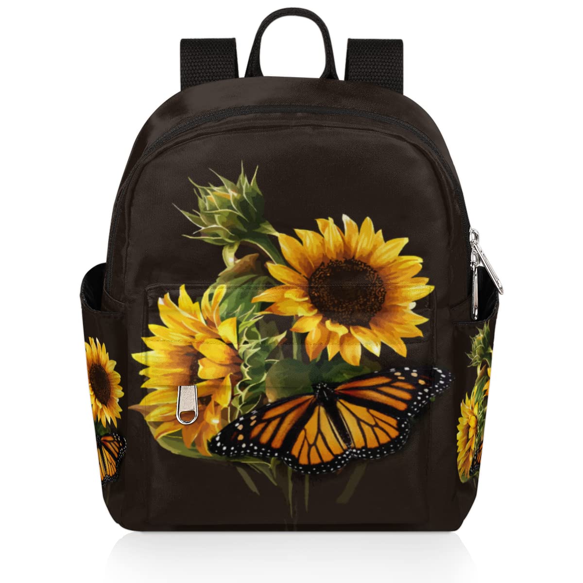 Sunflower Butterfly Mini Backpack Purse for Women, Flower Sunflower Lightweight Small Backpack Casual Travel Bag Daypack for Girls Children Teens