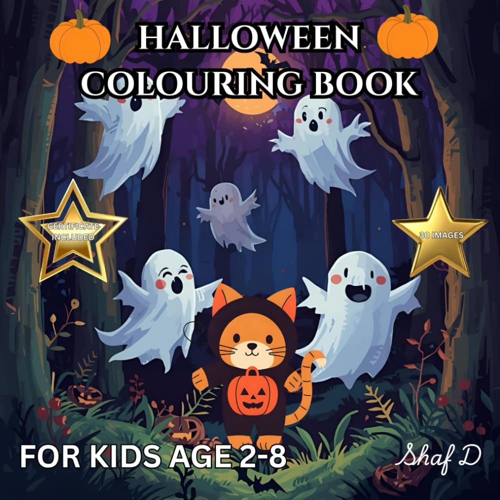 Halloween Colouring Book For Kids: Ages 2-8, Easy and Spooktacular Fun, Perfect Halloween Gift