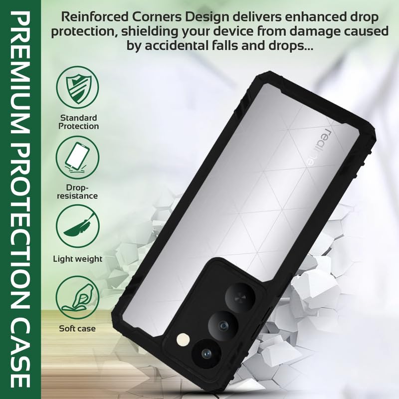 Image of AIBEX Crystal Clear Back Cover Case for Realme Narzo 80X 5G / Realme P3X 5G / Realme 14X 5G | Transparent Non-Yellowing Shockproof 360 Protective Slim Back Case