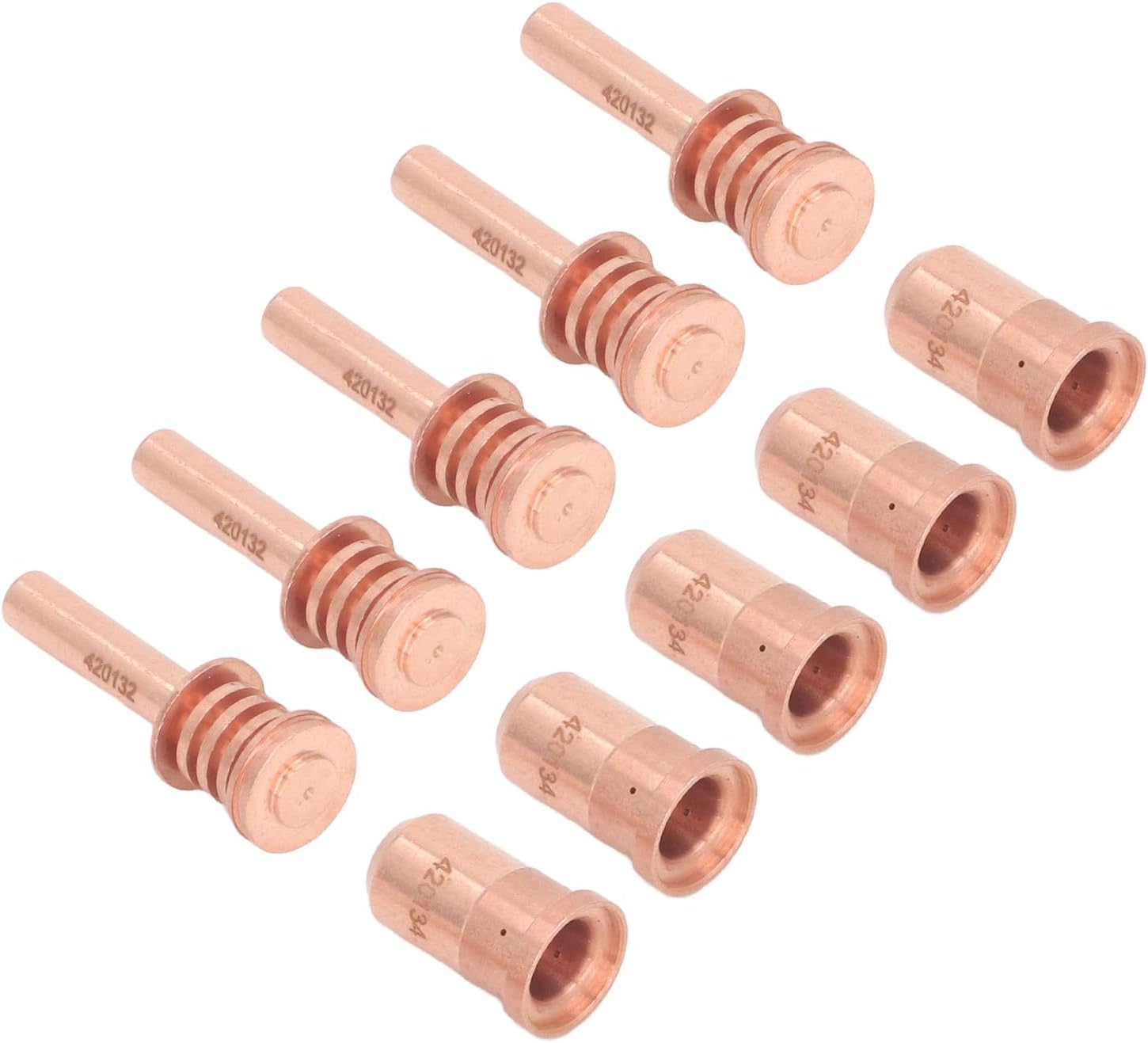 Plasma Cutter Electrodes and Nozzles Replacement Kit for PMX 30AIR, 5 Pieces Brass Material Compatible with 420134 Nozzles 420132 Electrodes