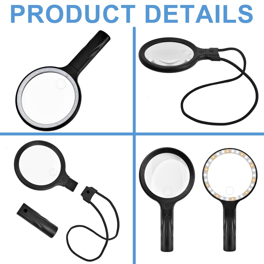 KBIBCK Hands Free Magnifying Glass, 5X 10X Neck Wear Magnifying Glass with Light, Flexible Gooseneck Magnifier, USB Rechargeable Hands Free Reading Magnifying Glasses for Seniors, Reading, Close Work - Image 3
