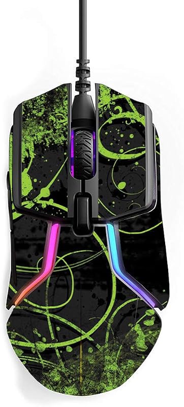 MightySkins Skin Compatible with SteelSeries Rival 600 Gaming Mouse - Green Distortion | Protective, Durable, and Unique Vinyl wrap Cover | Easy to Apply, Remove, and Change Styles | Made in The USA