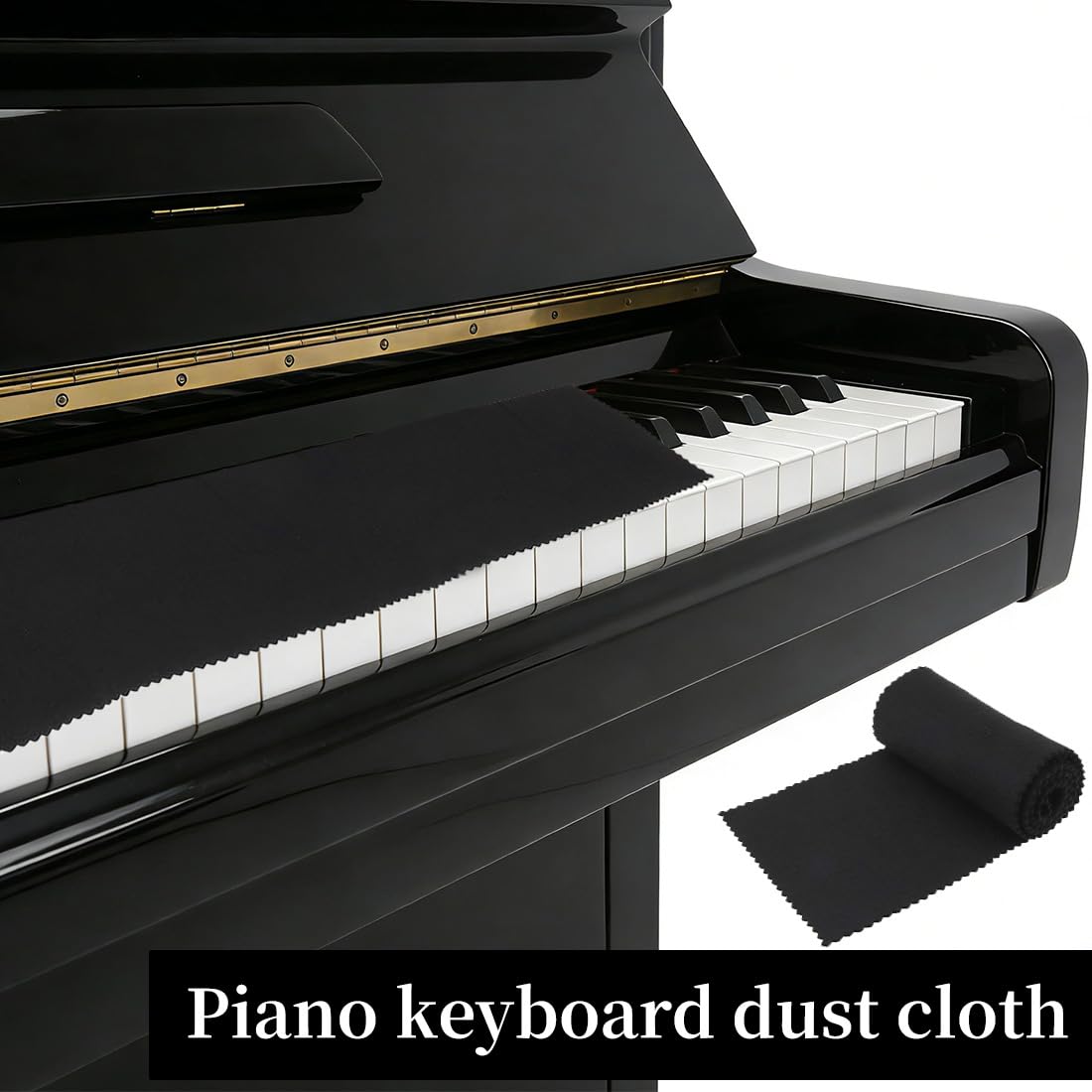 Klavier Abdeckung, Staubschutz Für Klaviertastatur, Klavierabdeckung Klaviertastatur, Klaviertastatur Staubschutz, Tuch Für 88 Tasten, Elektronische Tastatur, Digital-Piano, 125Cm*15Cm, Schwarz