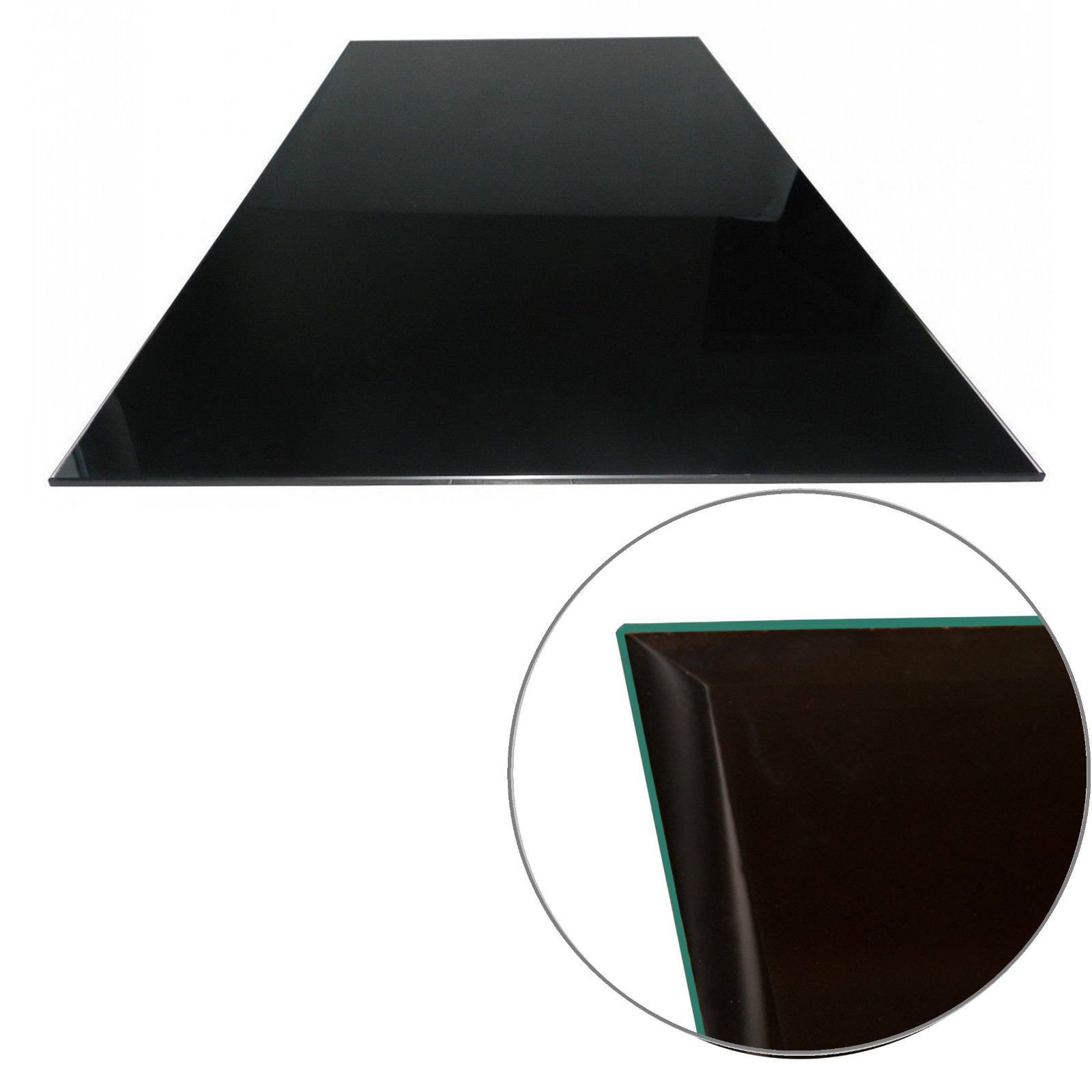Euro Tische Glasplatte für Kaminofen und Tischplatte in 80x60cm Facettenschliff, Schutzplatte mit 6mm ESG Sicherheitsglas, Funkenschutzplatte, Glasboden für Kamin (Schwarz)
