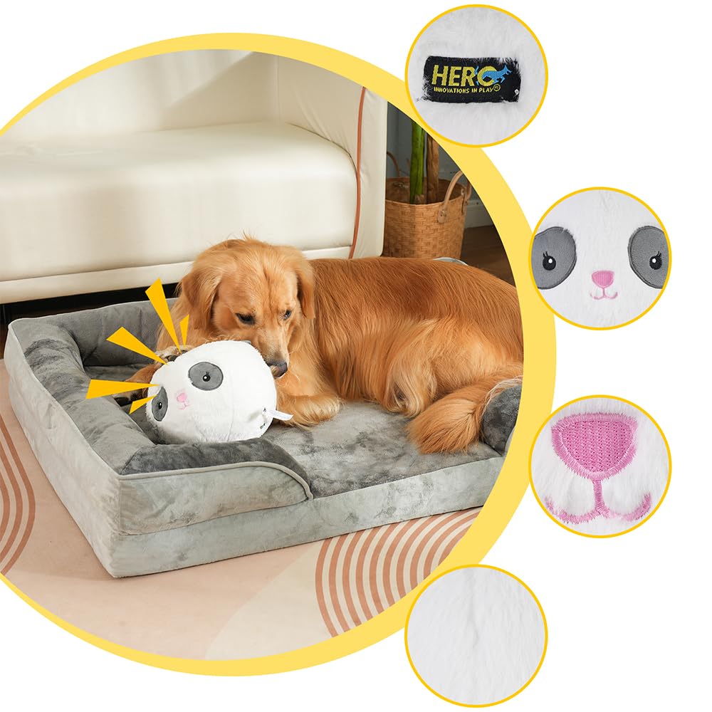 Hero Chuckles Ball Jouet en peluche pour chien – Jouet couineur pour chien – Balle durable avec couineur 3 en 1, panda