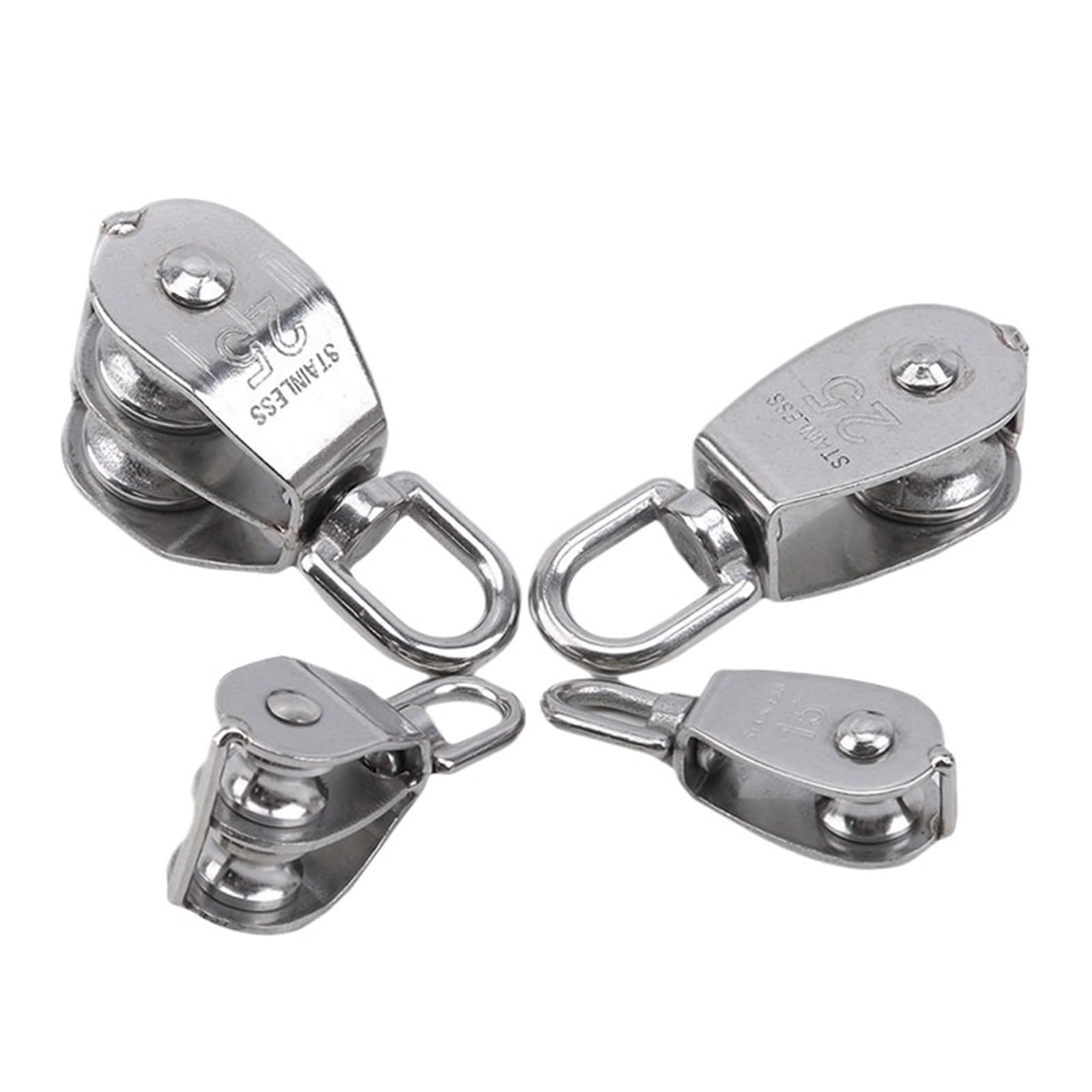Carrucola singola Fune per puleggia Puleggia in acciaio inossidabile M15/M25 Ruota singola/doppia Girevole Set di pulegge for fune di sollevamento Strumenti for ruote di sollevamento Fune Puleggia for