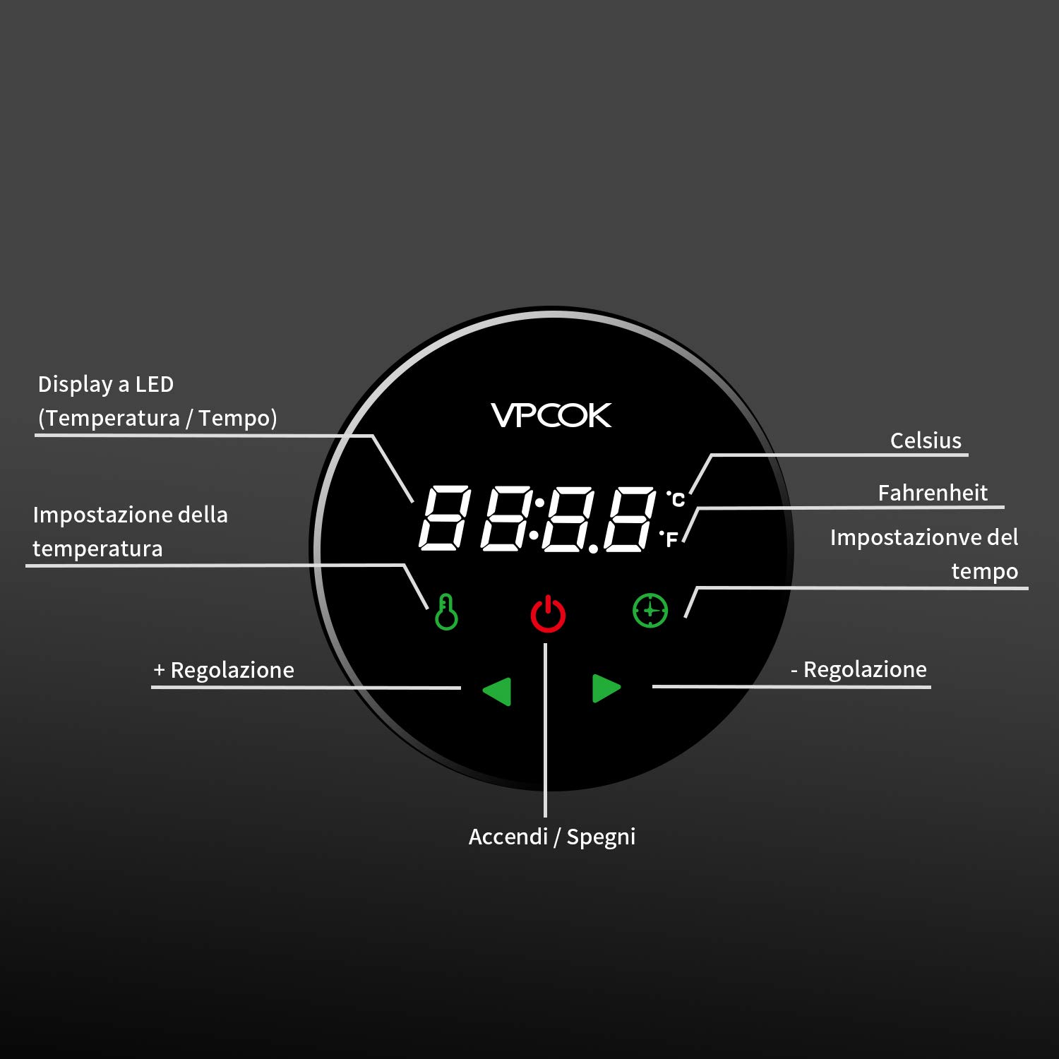 Sous Vide Roner Cucina Professionale Slow Cooker Circolatore Termico, Termocircolatore a Immersione Inox per Cottura a Bassa Temperatura, con Ricettario e Custodia Protettiva