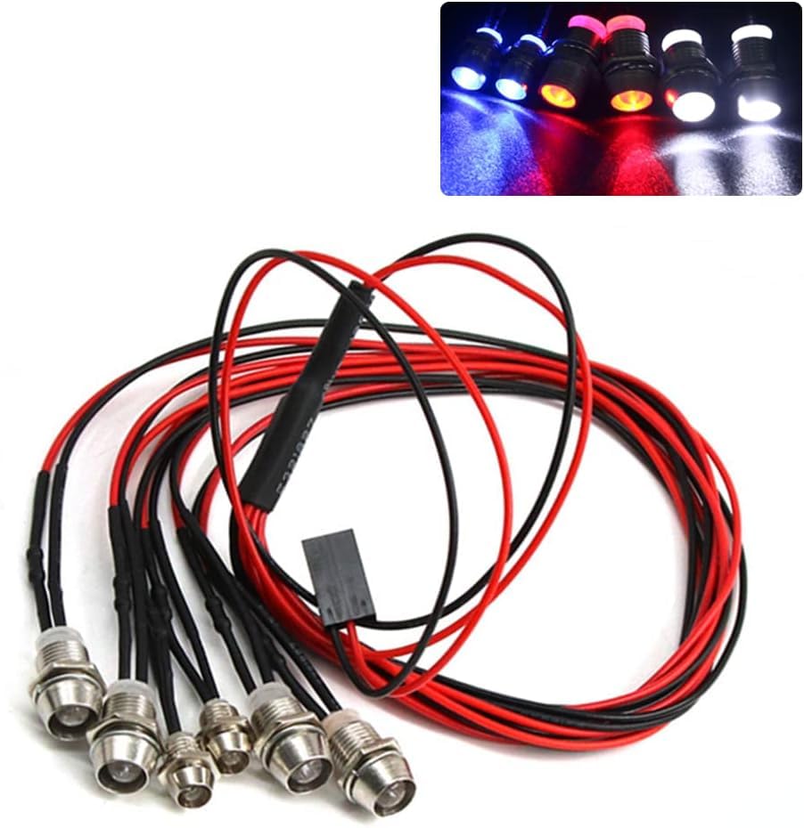 GTIWUNG 2Pack 6LED RC Car LED Light Headlights Taillight Lighting, RC Accessory 2 White 2 Red 2 Blue - Image 3