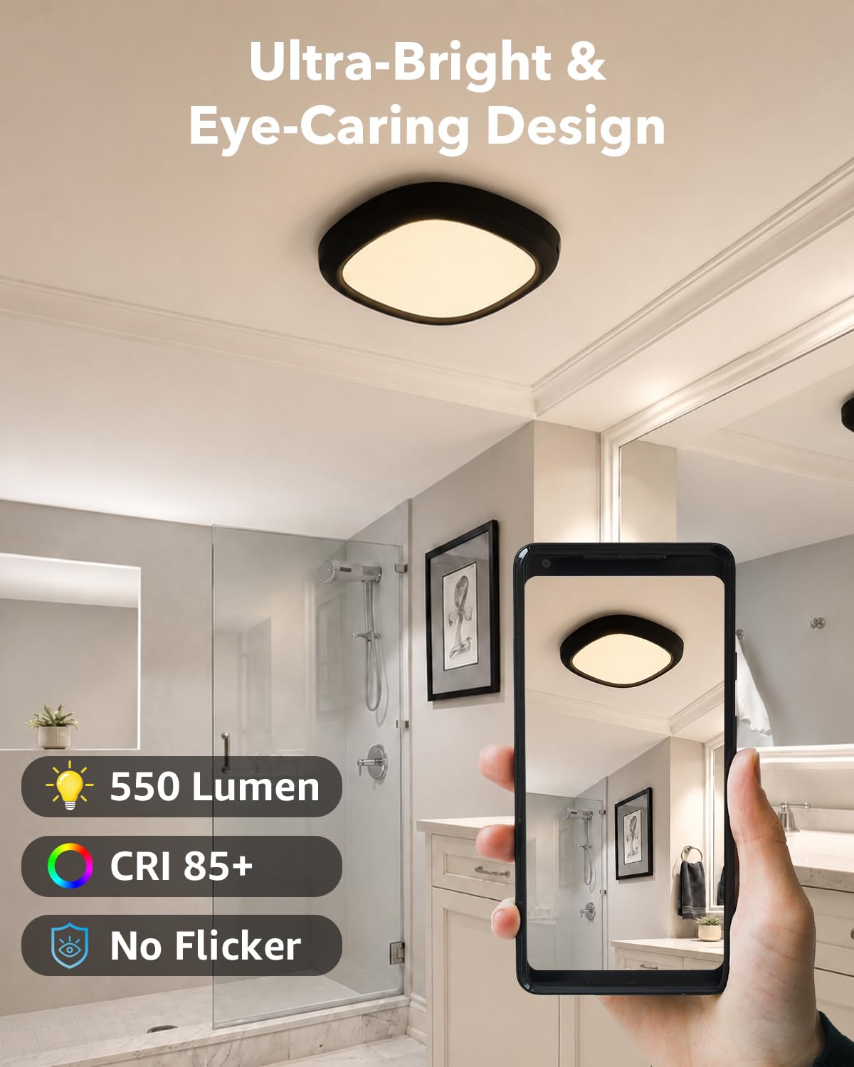 LED Akku Deckenleuchte mit Bewegungsmelder, IP54 Wasserdicht 550LM 12000mAh Batterie Deckenlampe Ohne Strom, Kabellose Badezimmer Lampe mit Fernbedienung Innen Kellerlampe USB Aufladbar für Dusche Bad