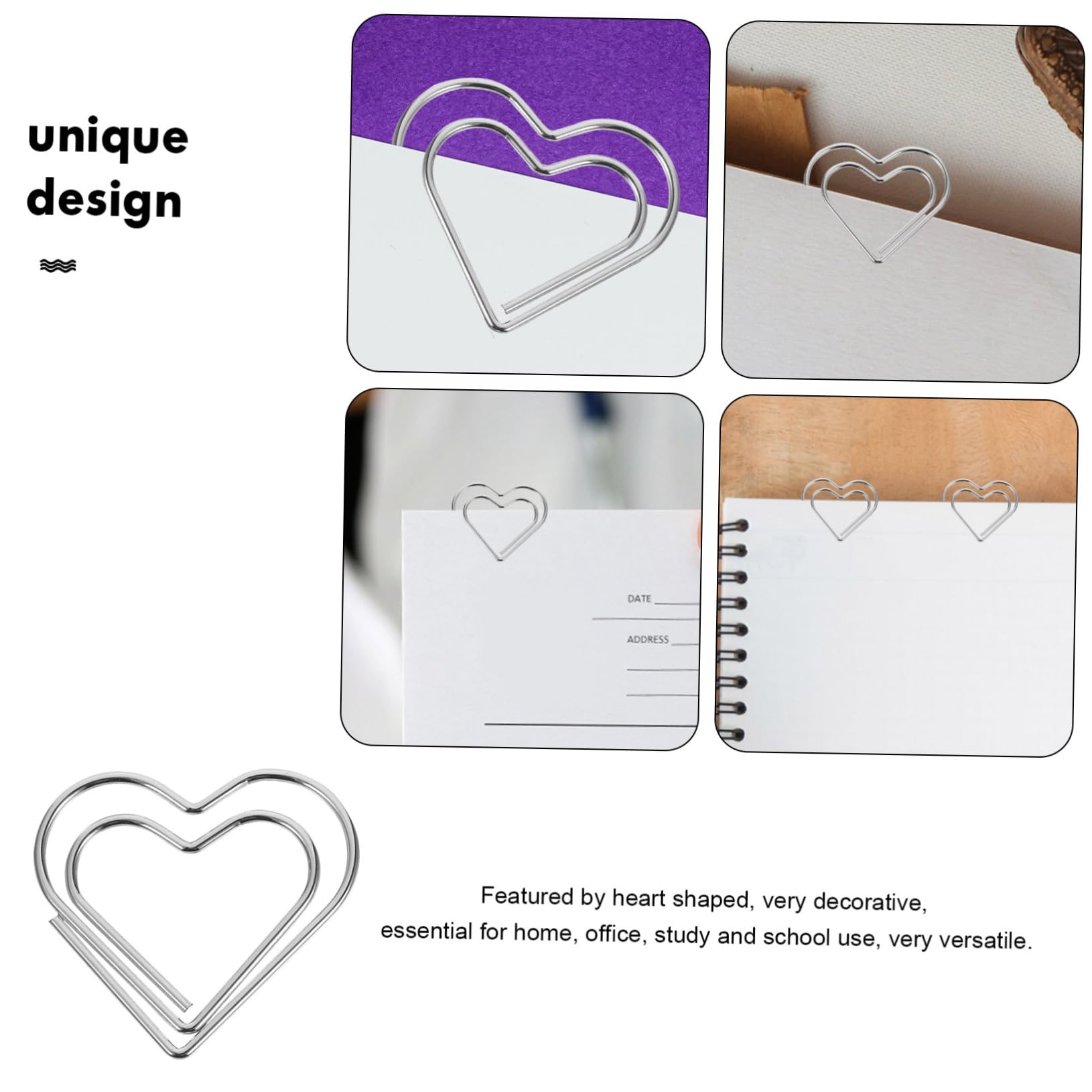 HOMSFOU 4 Set Graffette Clip Per Documenti Piccole Design Per Ufficio E Scuola Fermagli Metallici Leggeri E Resistenti Per Organizzazione Carta 100 Pezzi * 4