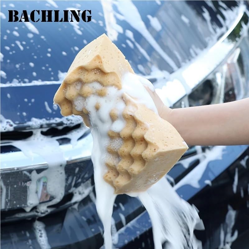 Esponja Suave for Limpieza de Autos, eficaz tecnología de Microfibra, fregador Seguro for Pintar y detallar Superficies de vehículos.(Yellow Large)