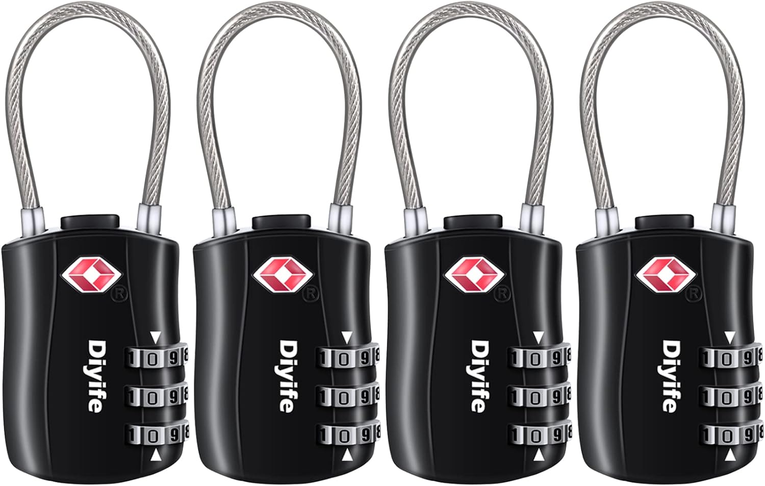 TSA Approved Cable Luggage Locks,[4 Pack] Diyife Suitcase