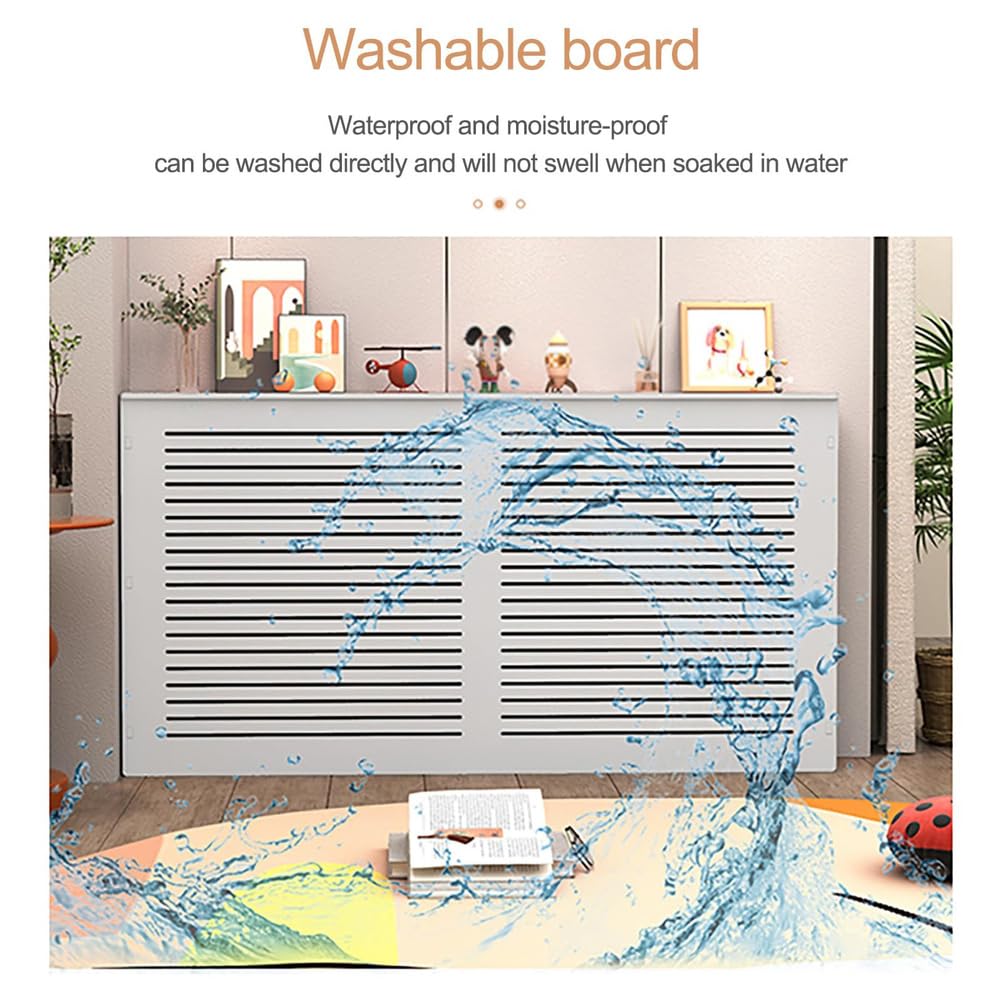 Generico Copritermosifone Moderno Personalizzabile e ripiano per mobiletto riscaldante, griglia a persiana Bianca per Arredamento casa, 60x90x15 cm - Soluzione di Riscaldamento Elegante e sicura