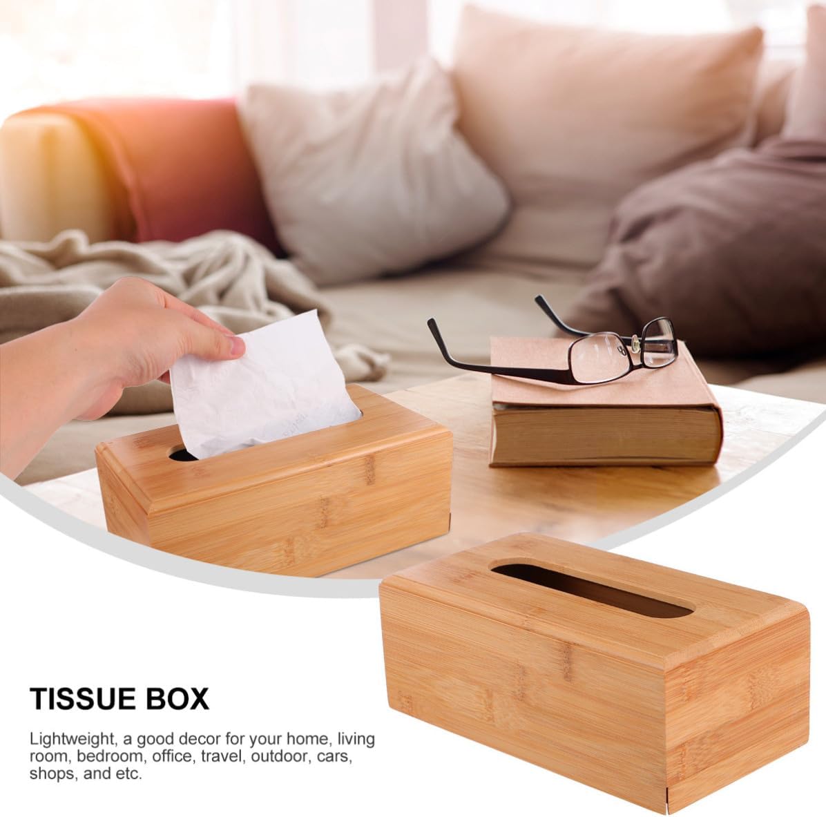 Wooden Tissue Box Holder Lightweight Plastic Bedroom Accessory image 3