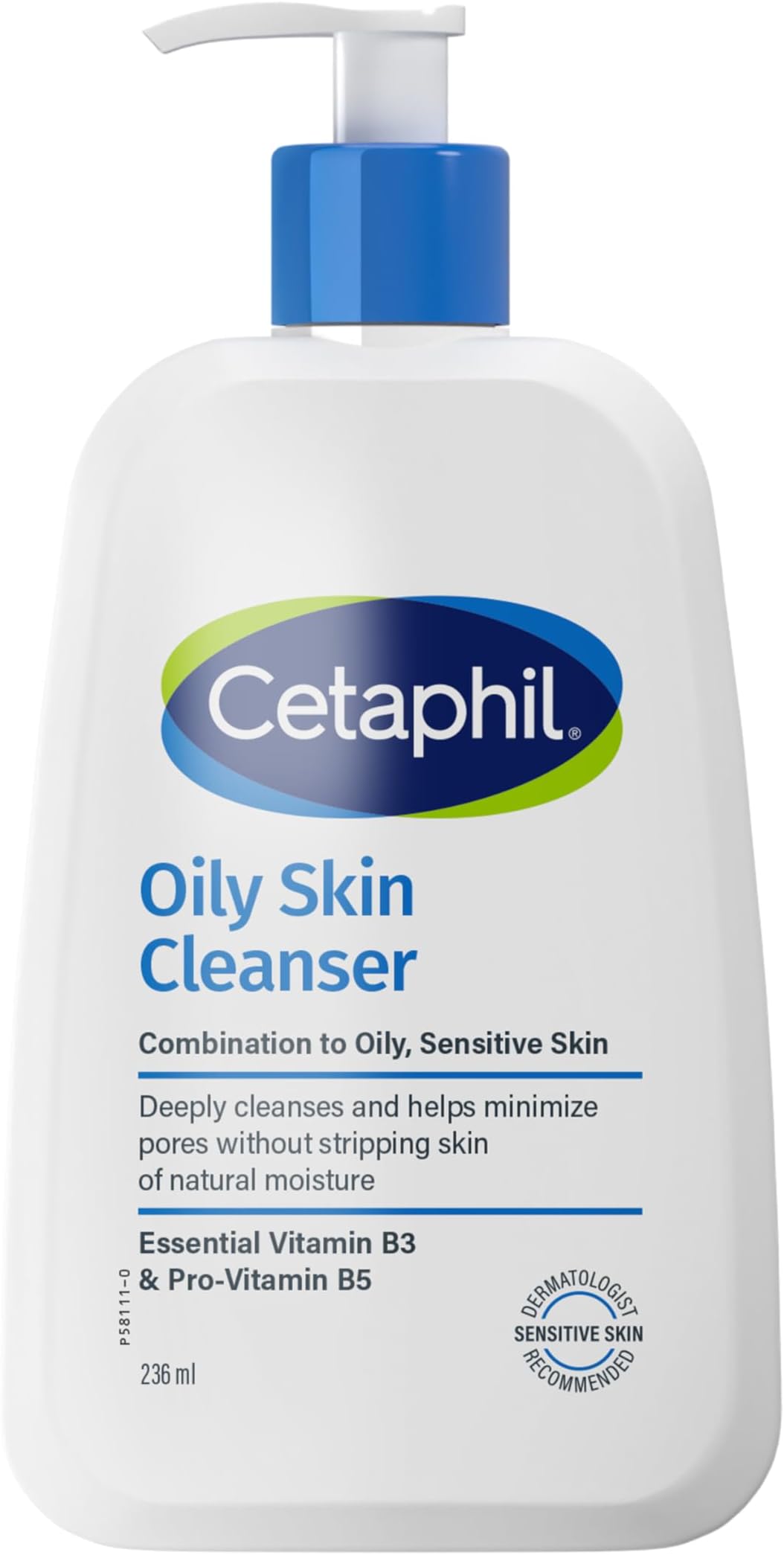 Cetaphil Oily Skin Cleanser | Face & Body Wash | Men & Women | Combination to Oily and Sensitive Skin | Niacinamide | Unscented, Soap Free, Hypoallergenic | 236ml | Dermatologist Recommended