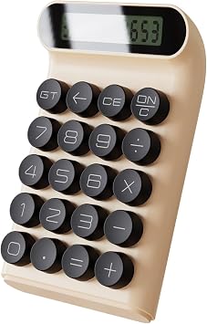 Retro Calculator Mechanical Keyboard Portable 10 Digit LCD Display Financial Office Fashion Calculator Mechanical Key Beige