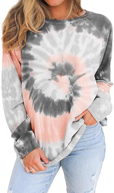 Auriviz Women's Tie Dye Shirt Crewneck 
