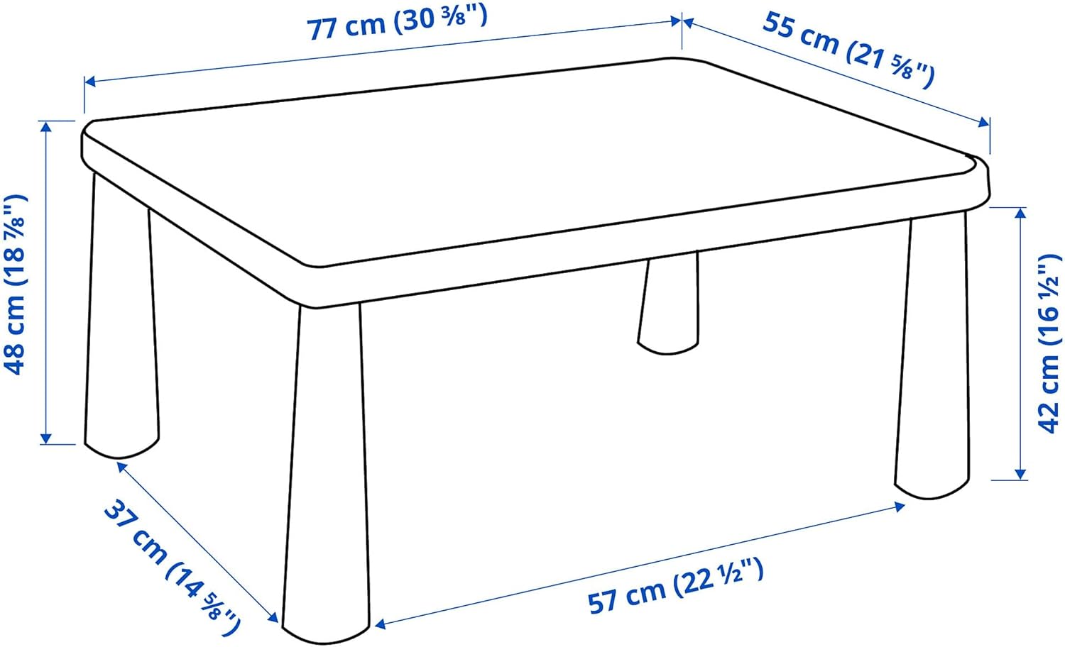 MAMMUT Children's table, in/outdoor/bright green, 77x55 cm