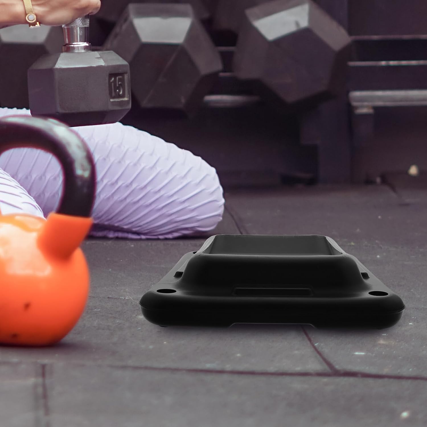 Yoga Step Base Tray Stabilizer Stand Black Yoga Step Platform Bottom Support Holder for Aerobic Exercise and Gym Fitness Accessories