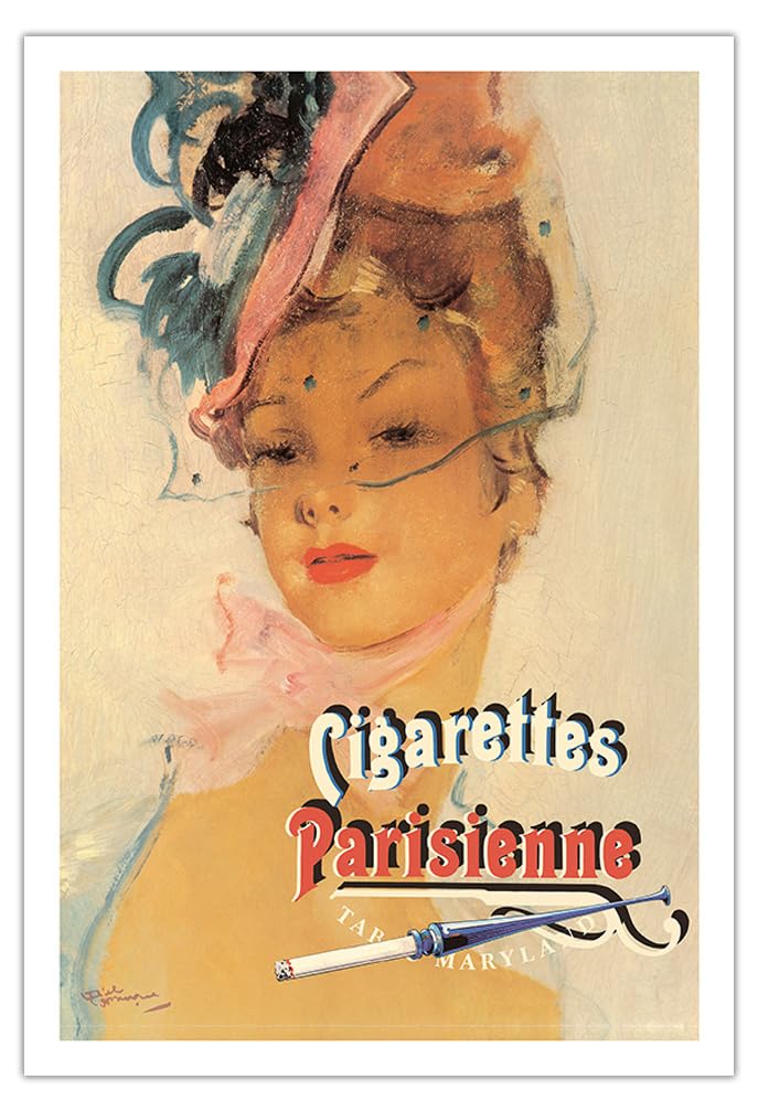 Amazon.com: Parisienne - Swiss Brand Cigarettes - Vintage Advertising  Poster by Jean Gabriel Domergue c.1970