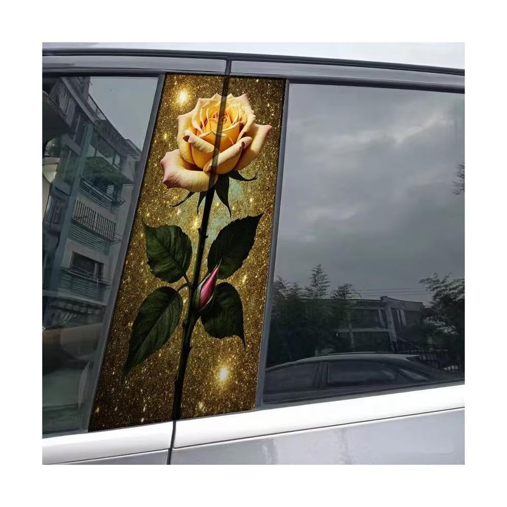 Bertdcx One Color Car Middle Column B Pillar Protective Film Sticker Yellow Rose Gold Flash Background Auto Parts