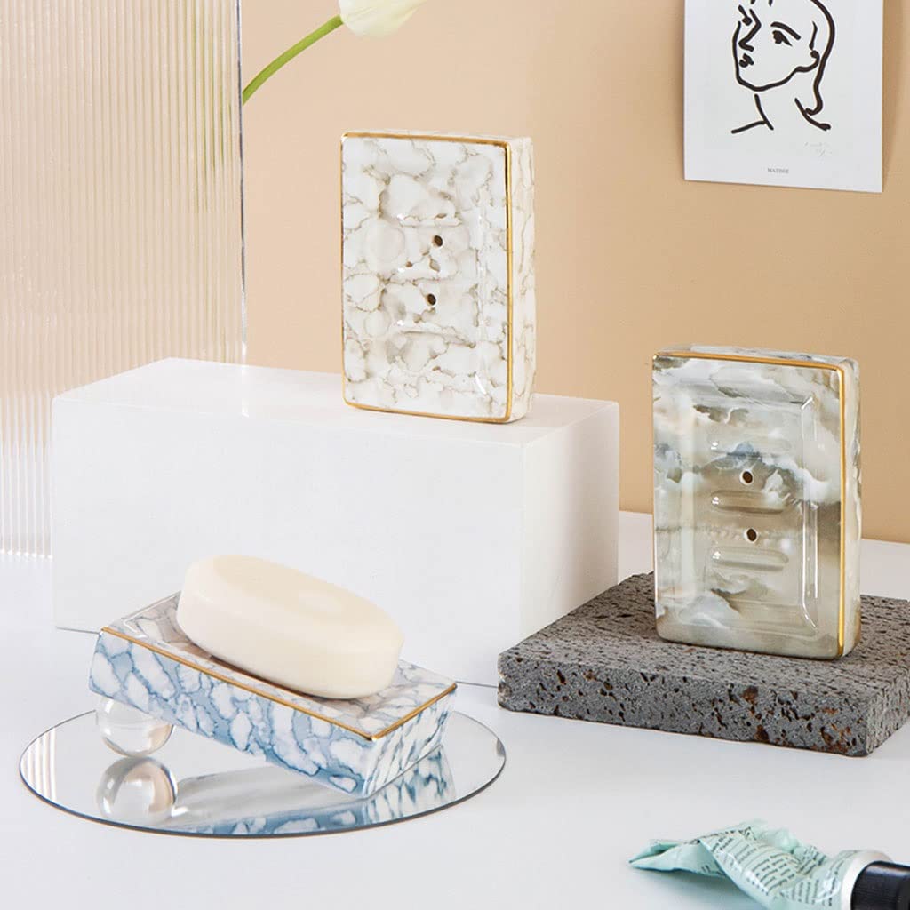Jabonera Autodrenante Drenaje de cerámica nórdica jabonera de encimera con encimera lavabo interior baño baño inodoro drenaje jabón plato baño suministros de baño Jabonera Jabonera Guardar