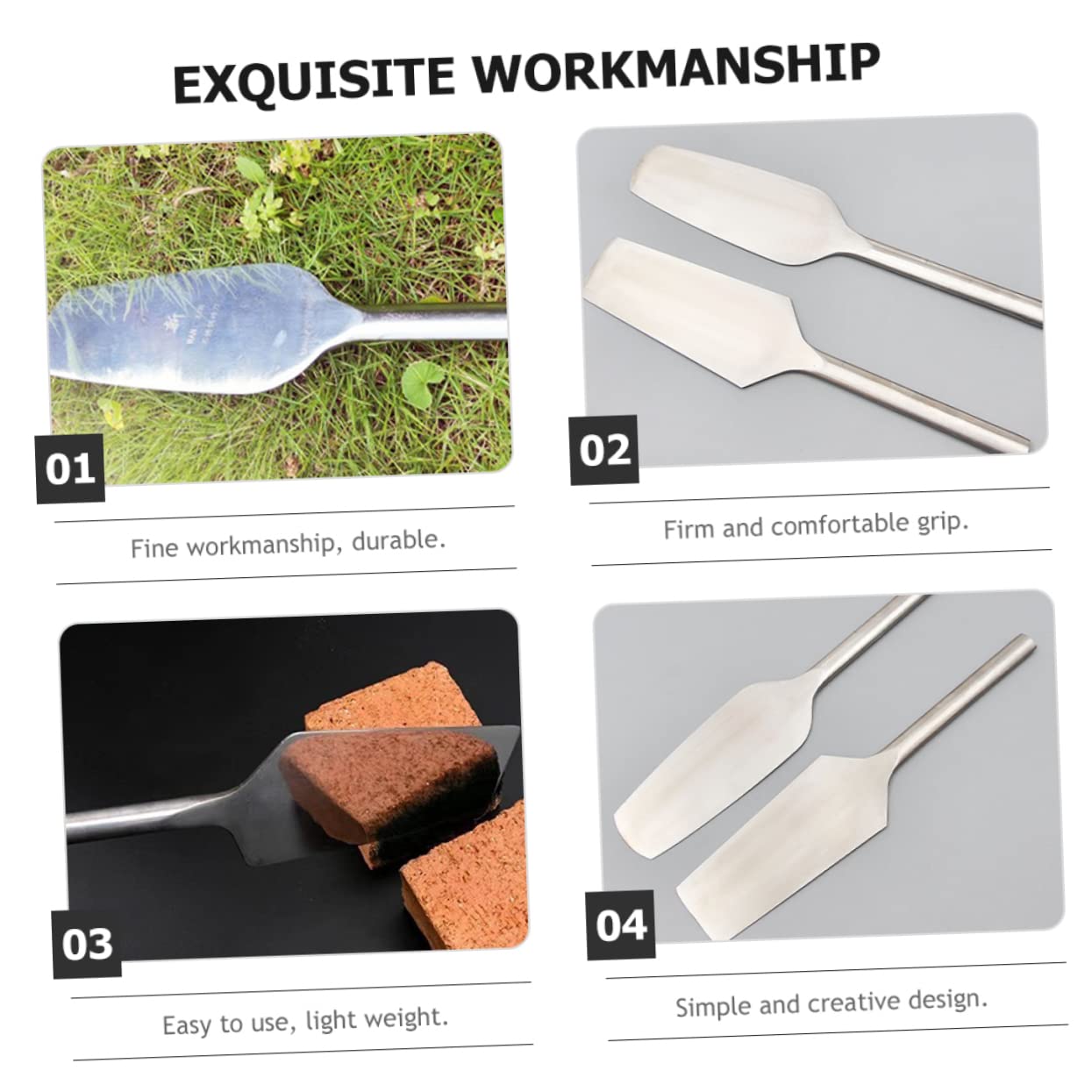 BESTonZON Cazzuola per Cemento in Acciaio Inox 304, Utensile Manuale per Muratura Impugnatura Ergonomica, Attrezzo per Finitura Piastrelle e Livellamento in Cantiere Edilizio