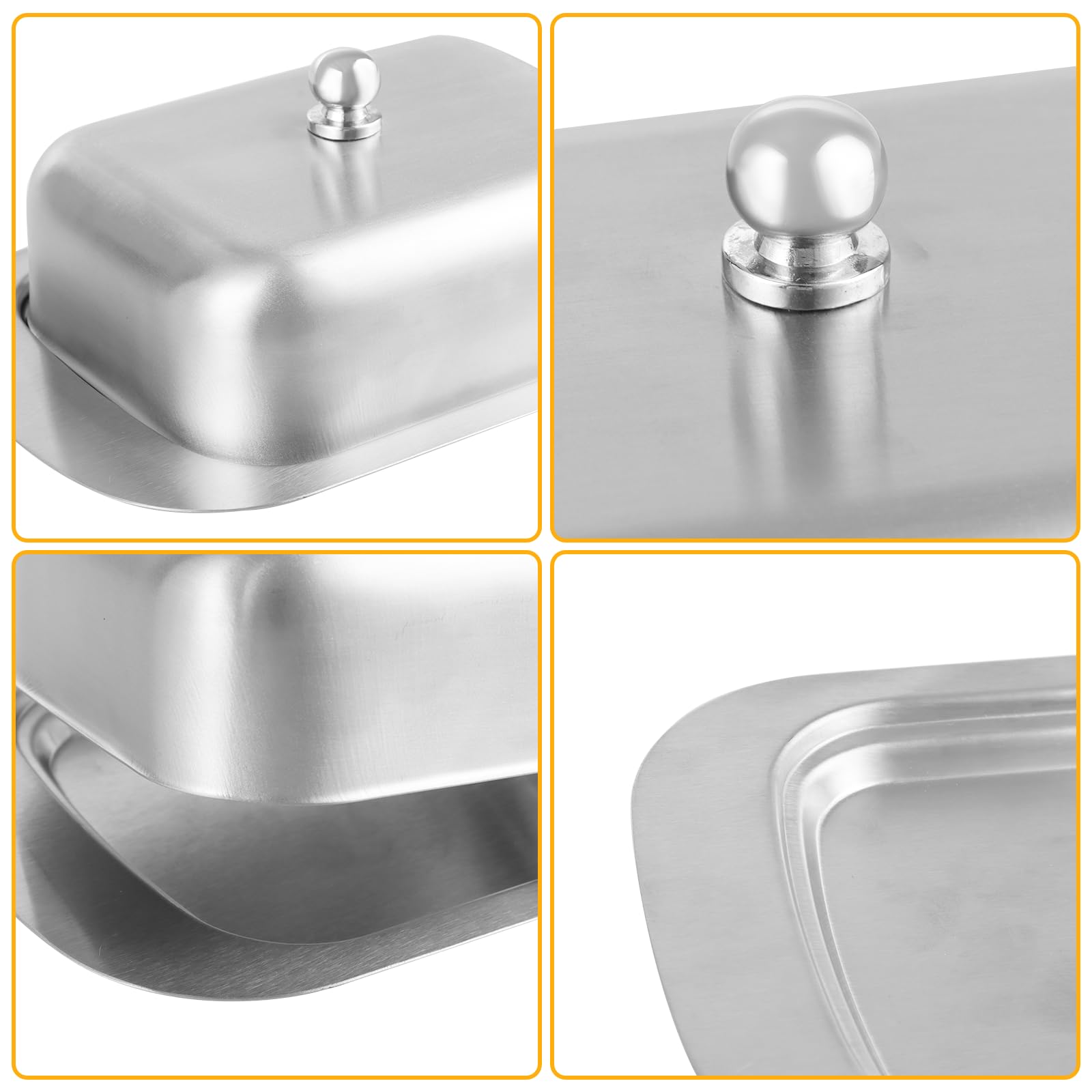 ASelected 18.5X12.2X6 Cm Stainless Steel Butter Dish with Lid Butter Holder Airtight Cheese Dish Butter Plate with Lid Kitchen Dinnerware - Image 4