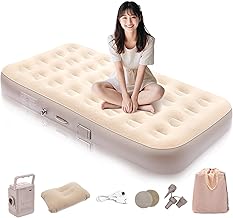 Air Bed, Electric Air Mat, Automatic Inflatation/Deflation, 4,000 mAh, Large Capacity Battery, Built-in Electric Air Pump, Load Capacity 661.3 lbs (300 kg), Includes Pillow, Air Mattress, Air