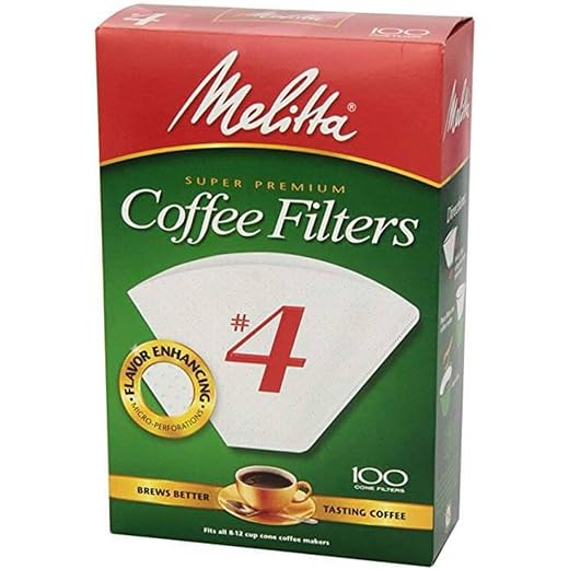 Melitta No 4 Cone White Paper Filter 100 Count