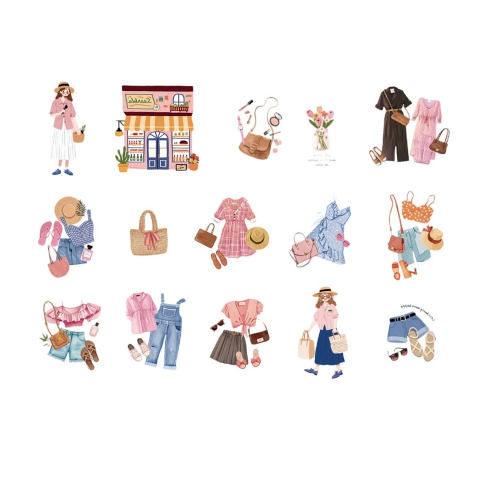 Creative Cartoon Theme Sticker 30 Sheets Adhesion PET Sticker for Scrapbooks Journal Planner Diaries Phone Cover Laptop Scrapbooking Transfers