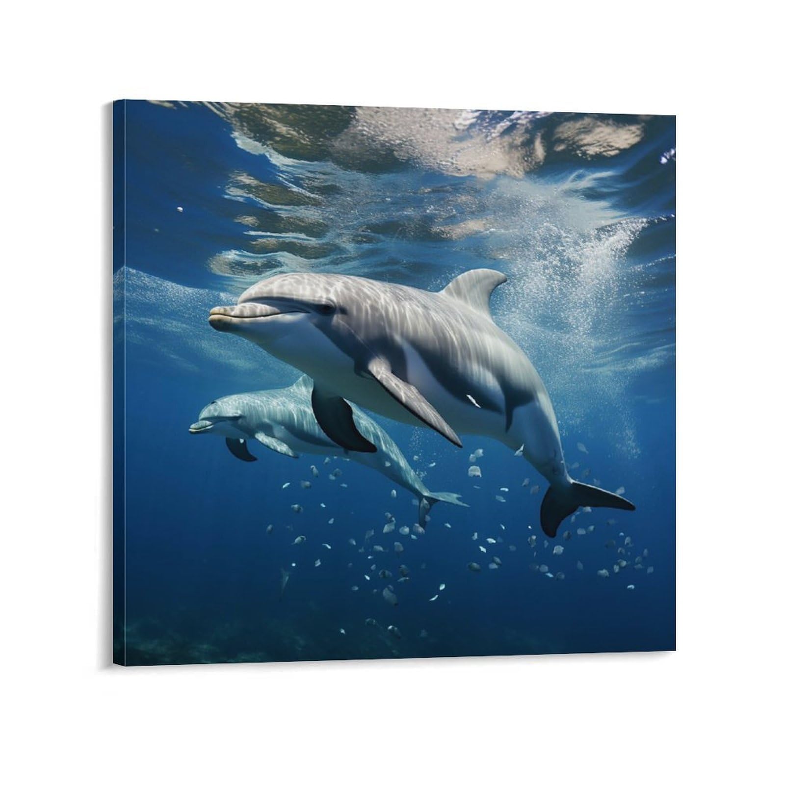 Toile murale abstraite dauphins mignons 60x60 cm pour salon